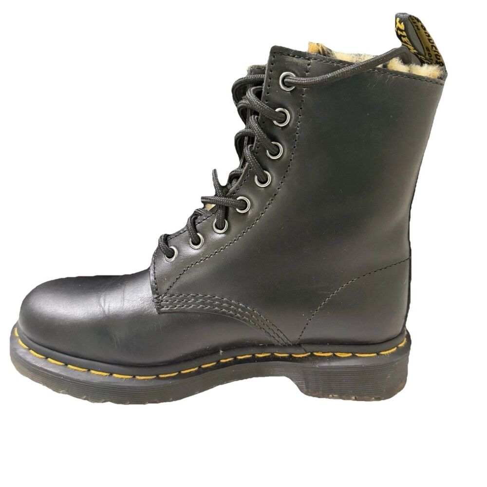 Dr Martens 1460 Serena Black Leopard Faux Fur  Combat Boots Women’s 7 Lace Up - Picture 7 of 11